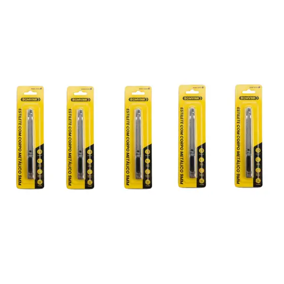 Kit Com 5 Estilete Corpo Metálico Insulfilm Papel Lâmina 9mm
