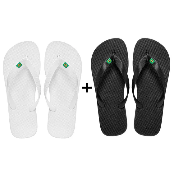 Kit Chinelo Masculino Feminino Branco Brasil Preto