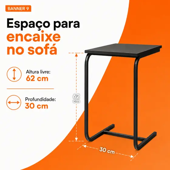 QUEIMA DE ESTOQUE - Mesa de Apoio Cor Preta – Ideal para Notebook e Home Office