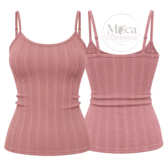 Blusa Regata Feminina Ribana Premium com Bojo Blusinha Verão