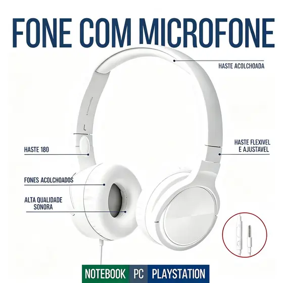 Headset Gamer com Microfone Leve e Confortável Som de Alta Qualidade para PC e Jogos Conexão Plug&Play Silêncio e Imersã