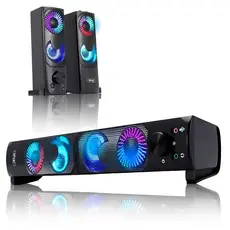 Caixa de Som Multimídia Alta Qualidade Alto-Falante Conexão P2 e USB Potência 6w Potente Iluminação LED RGB PC Notebook