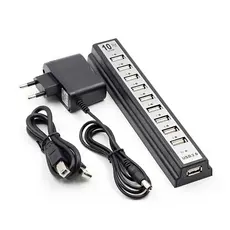 Hub USB 2.0 10 Portas Transmissão de 480 Mbps Proteção contra Sobrecarga Baixo Consumo de Energia