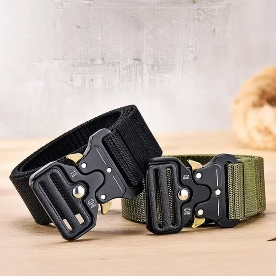 Moda Tático Militar Cinto Largo Masculino Nylon com Fivela Automática Leve e Respirável Confortável Unisex Ajustável