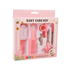 Kit Higiene e Cuidados Infantil Bebê Recém Nascido 6 Peça Menina Menino Lixa Cortador de Unha Pente Tesoura Escova Macia