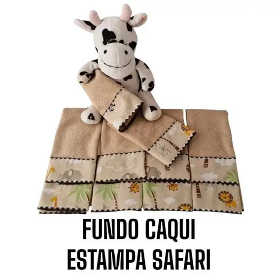 Kit com 6/10 toalhinhas de boca tecido felpudo extra macio para meninos e meninas