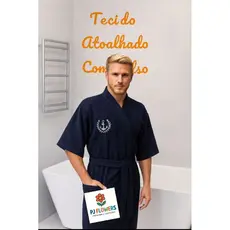 Roupão de Banho Adulto Atoalhado Unissex Felpudo Bordado.