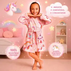 Roupão Infantil Com Capuz Inverno Manta Fleece Manga Longa Microfibra Menino e Menina
