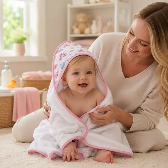 Toalha de Banho Bebe com Capuz Forrada Felpuda Menina e Menino Extra Macia