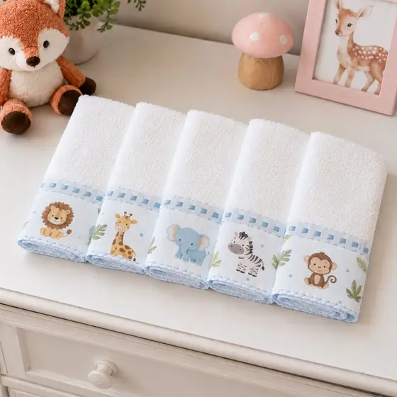 KIT COM 6/10 TOALHINHAS DE BOCA BEBE BABETE FELPUDA 23X30CM LINDAS ESTAMPAS PJ FLOWERS
