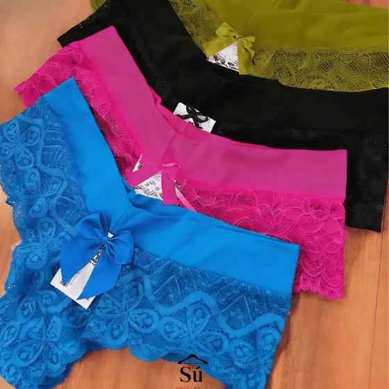 Kit 3 ou 5 CALCINHAS TANGA Renda Luxo Trabalhada Forro em Algodão Cós Conforto