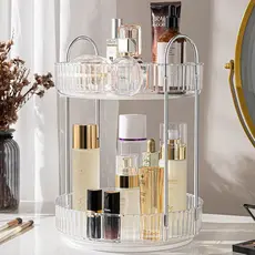 Organizador Metal Prateleira Diamante Acrílico Porta Maquiagem Beleza Multiuso Giratorio