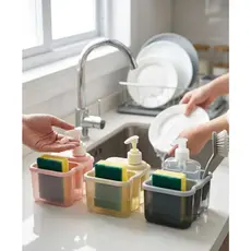 Porta Detergente Dispenser de Detergente com Porta Esponja Organizador de Pia Cozinha