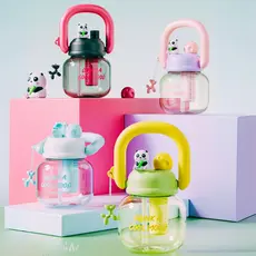 Garrafa Divertida com Infusor e Alça Panda 800ml Várias Cores Infantil