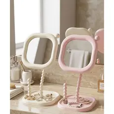 Espelho de Mesa Formato Quadrado com Porta Anel – Decorativo e Portátil