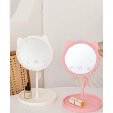 Espelho de Mesa Design Gatinho Decorativo com Porta Joias