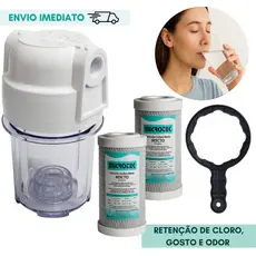 Filtro Purificador de Agua Para Bebedouro Cozinha Chuveiro C/ 2 Refis Carvão Ativado Vela Microtek