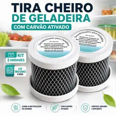 Kit 2 Tira Cheiro Geladeira Desodorizador Anti Odor Carvão Ativado
