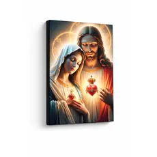 Quadro Decorativo Sagrado Coração de Maria e Jesus decoração linda sala quarto hall, escritório, cabiceira