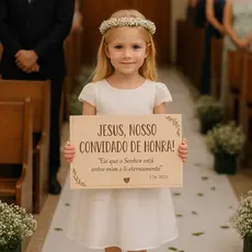 Placa para Casamento Entrada Igreja, quadro de Madeira Religiosa | Jesus Convidado de Honra Decoração Noivos