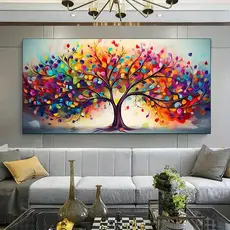 Quadro Decorativo Árvore da Vida Colorida Moderno 110x70cm  Arte Abstrata em Alta Definição para Sala, Quarto Escritório