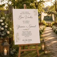 Placa Bem Vindos Casamento Personalizada Nome Data Quadro Decorativo MDF Igreja Festa Recepção Cerimônia Versículo Bíbli