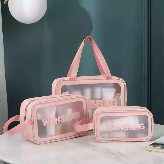 Kit 3 Bolsas Necessaires Wahsbag Transparente À Prova d’água