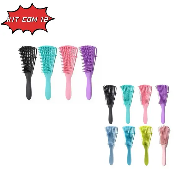 ATACADO-Kit com 12 Escova Polvo para Cabelos Cacheados