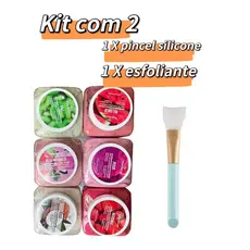 kit com 2 pcs -esfoliante corporal e facial toque special+ pincel silicone-morango/coco/vitamina c / melancia