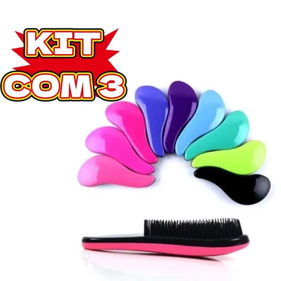Kit com 3  Escova Mágica Para Cabelo com Cabo Para Desembaraçar Para Banho/Penteados/Instrumento de Salão