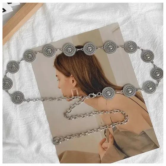 Moda Cinto De Moeda Das Mulheres Vestido De Ouro Prata Estilo Cinto De Metal Cinto