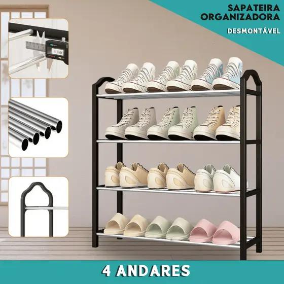 Sapateira Organizadora 4 Andares Multiuso e Prática - Organizador de Sapatos e Acessórios - CH