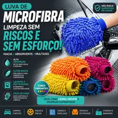 Luva de Microfibra para Limpeza de Carros, Móveis e Outras Superfícies - Multiuso - CH