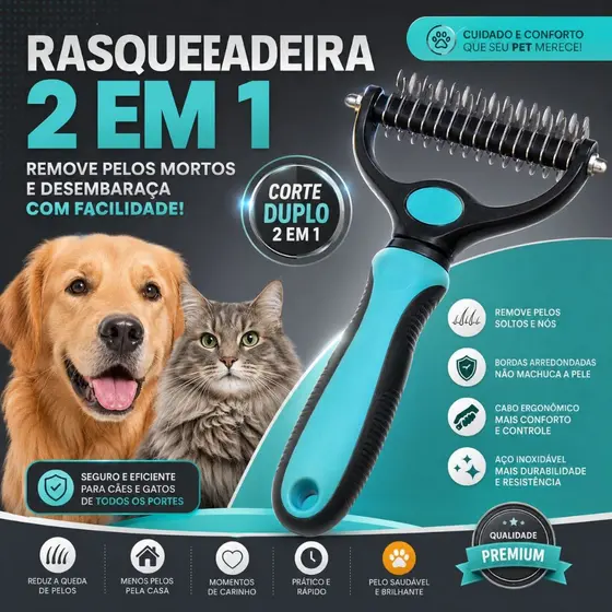 Rasqueadeira Removedor De Pelos Mortos - Pet, Animais, Gato -CH