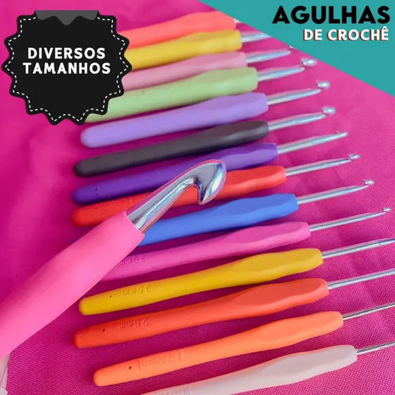 Agulha Barbante Soft Para Crochê - Com Cabos Emborrachados - Ideal para o Seu Crochê - CHAI