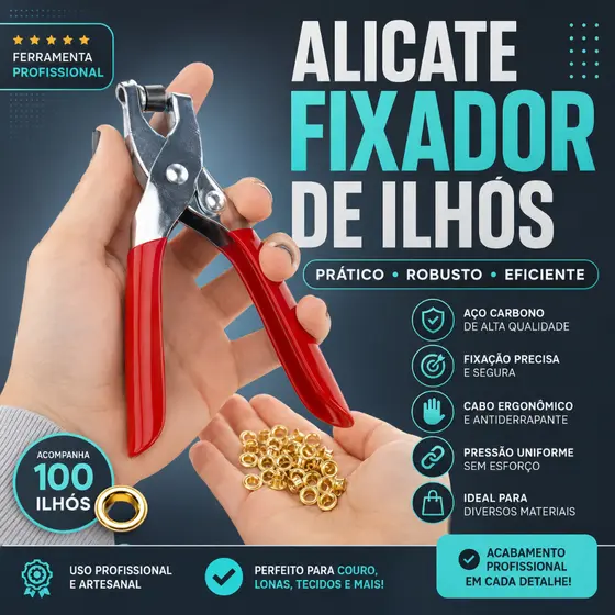 Alicate de Ilhós 6 Polegadas – Manual, Prático e Ideal para Couro e Lonas - CH