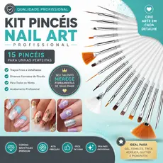 Kit Pincel Nail Art Profissional Para Unhas Artísticas Decoração Pintura Detalhada Desenhos - CH