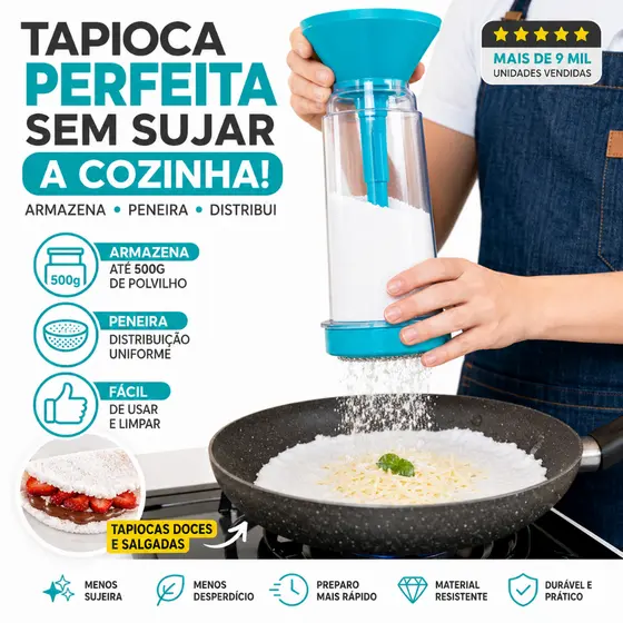 Tapioqueira Peneira e Armazena Polvilhador De Tapioca Armazena Beiju - Diversas Cores - CH