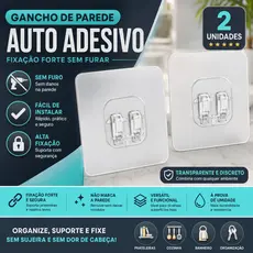 Gancho de Parede Transparente Auto Adesivo Para Prateleira Não Marcante Forte Fixação sem Furo -CH