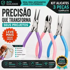 Kit Alicates para Bijuteria 3 Peças Bico Redondo Bico Fino Corte Artesanato Joias DIY Ferramentas CH