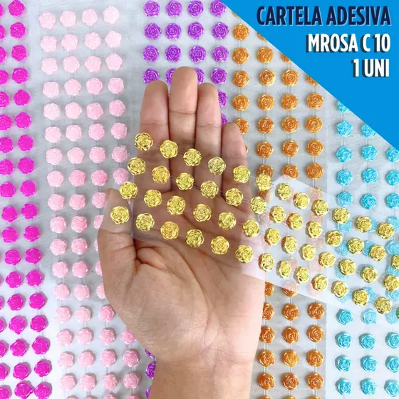Cartela de Adesivos Rosinha 3D em Alto Relevo Decorativo para Artesanato, Scrapbook e Papelaria - CH
