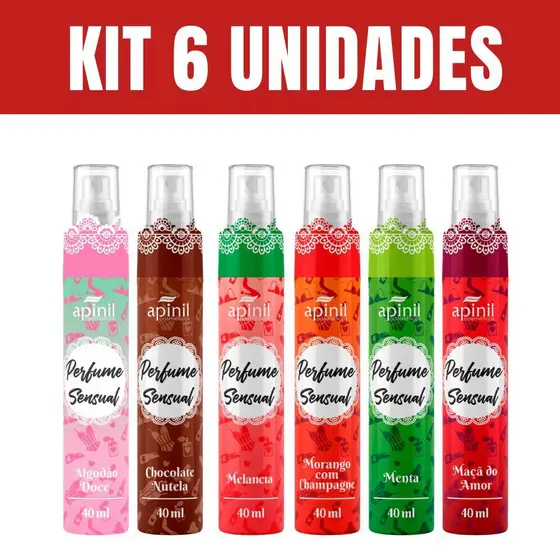 Kit 6 Unidades Perfume Sensual Apinil 40ml Sortidos Feminino Aromas Doces Atacado Revenda