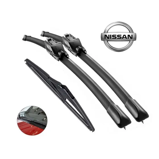 Jogo Palhetas Limpador de Parabrisa Silicone Chuva Nissan March Sentra Livina Versa Kicks Frontier