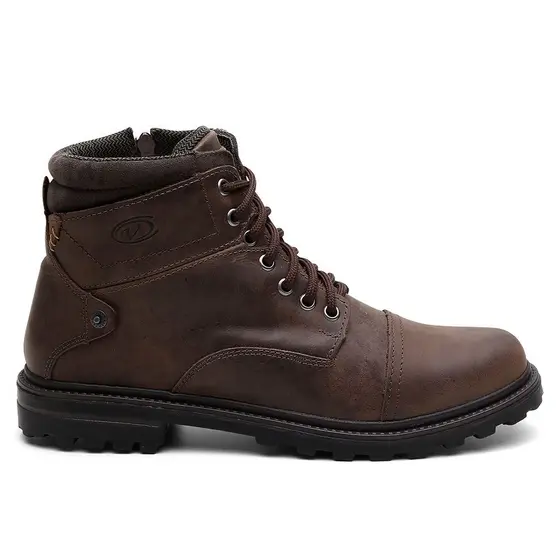 Coturno Masculino em Couro com Alta Costura VNT Moderno e Resistente Bota Marrom