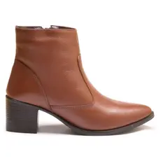 Bota Feminina Western Cano Curto Vintage Salto 5cm com Zíper Lateral