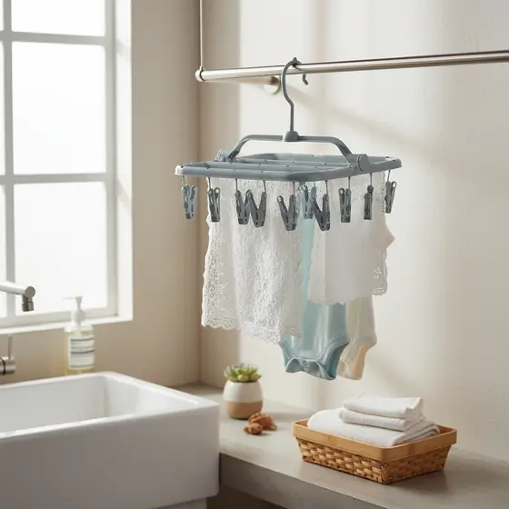 Varal c/ 26 Prendedores Roupas Íntimas Retrátil  Calcinha Cueca Meias Varal Apartamento Teto