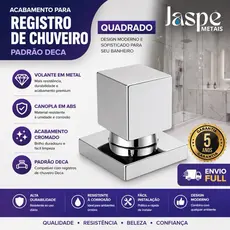 Acabamento Cromado Quadrado 50% Metal Padrão Deca - Resistente Para Registro de Chuveiro