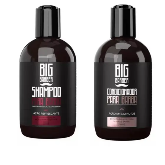 Big Barber Shampoo e Condicionador  Barba Refrescante Cuidado Pele Limpeza Profunda