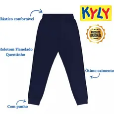 Calça Moletom Kyly  Flanelada com Punho Tamanhos 1 ao 16 Elástico na cintura