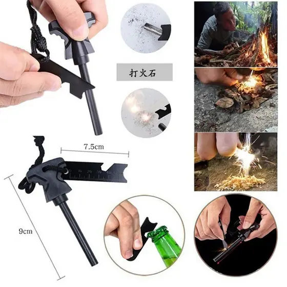 Pederneira de Magnésio com riscador Otimo para Camping Pesca Fogo Fogueira
